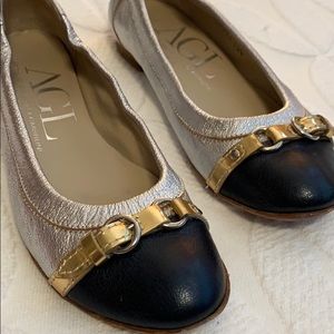 AGL flats 35.5 navy gold and silver